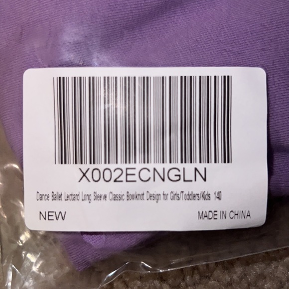 Long Sleeve Ballet Dance Leotard w Classic Bow Knot Design Purple Size: 140, 7/8 - Picture 5 of 7